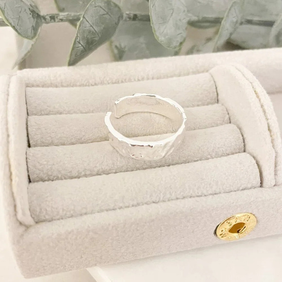 925 Sterling Silver Set of 2 Foil Rings Textured Ring Band Minimalist Ring - Picture 15 of 15